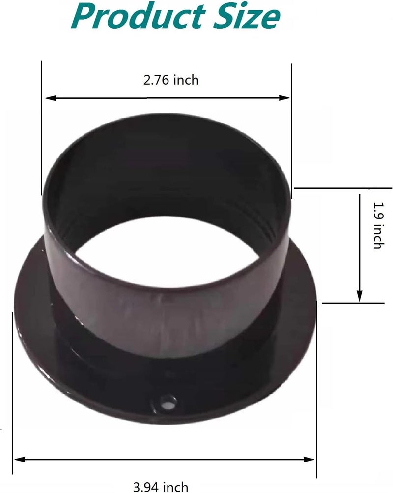 Allvent Duct Connector Flange 3" Black Plastic Straight Dryer Vent Wall Plate Wall Trim Pipe Collar for HVAC Ducting 2PCS(75mm) - Image 2